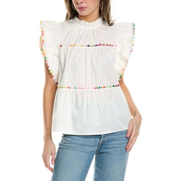 CROSBY by Mollie Burch Tops - CROSBY by Mollie Burch White High Neck Blakely Blouse medium